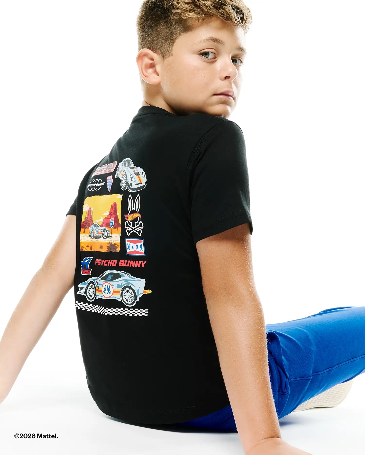 Hot Wheels X PB Kid's Graphic Tee in Black | Psycho Bunny