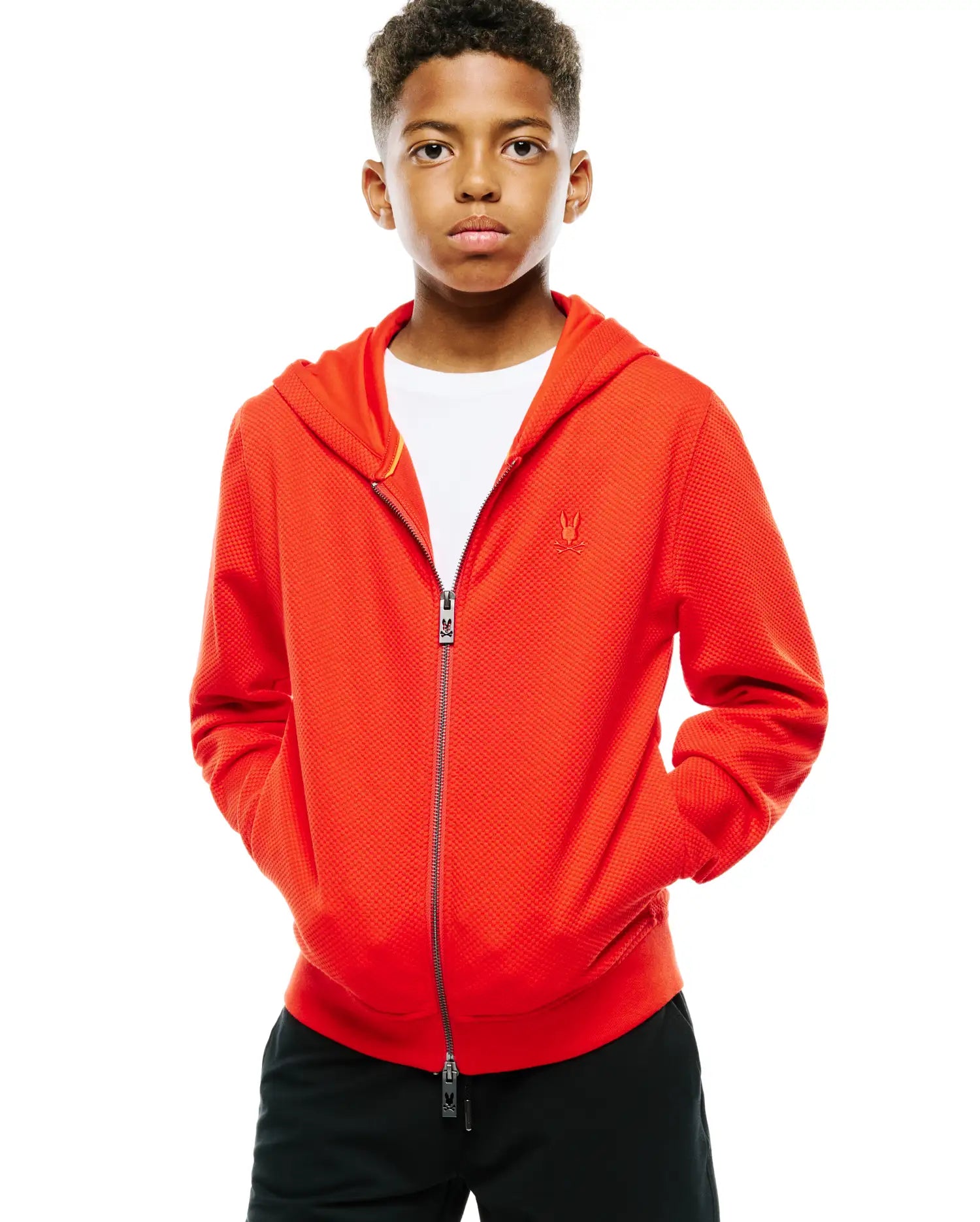 Kids Marc Full-Zip Hoodie in Fiery Red | Psycho Bunny