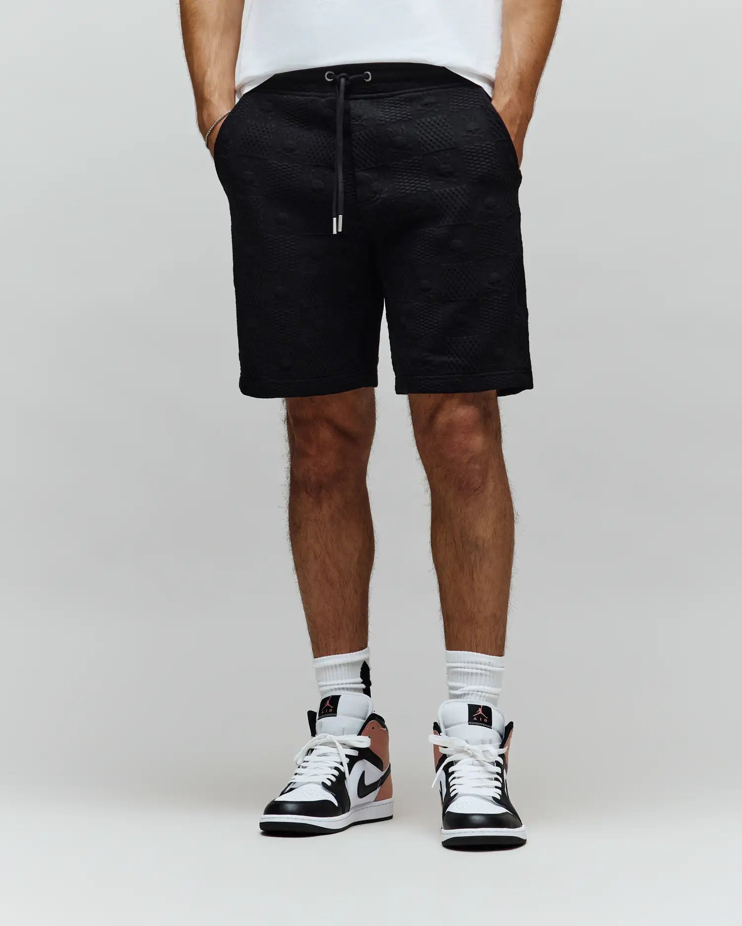 Men's Dustin Jacquard Sweatshort in Black | Psycho Bunny