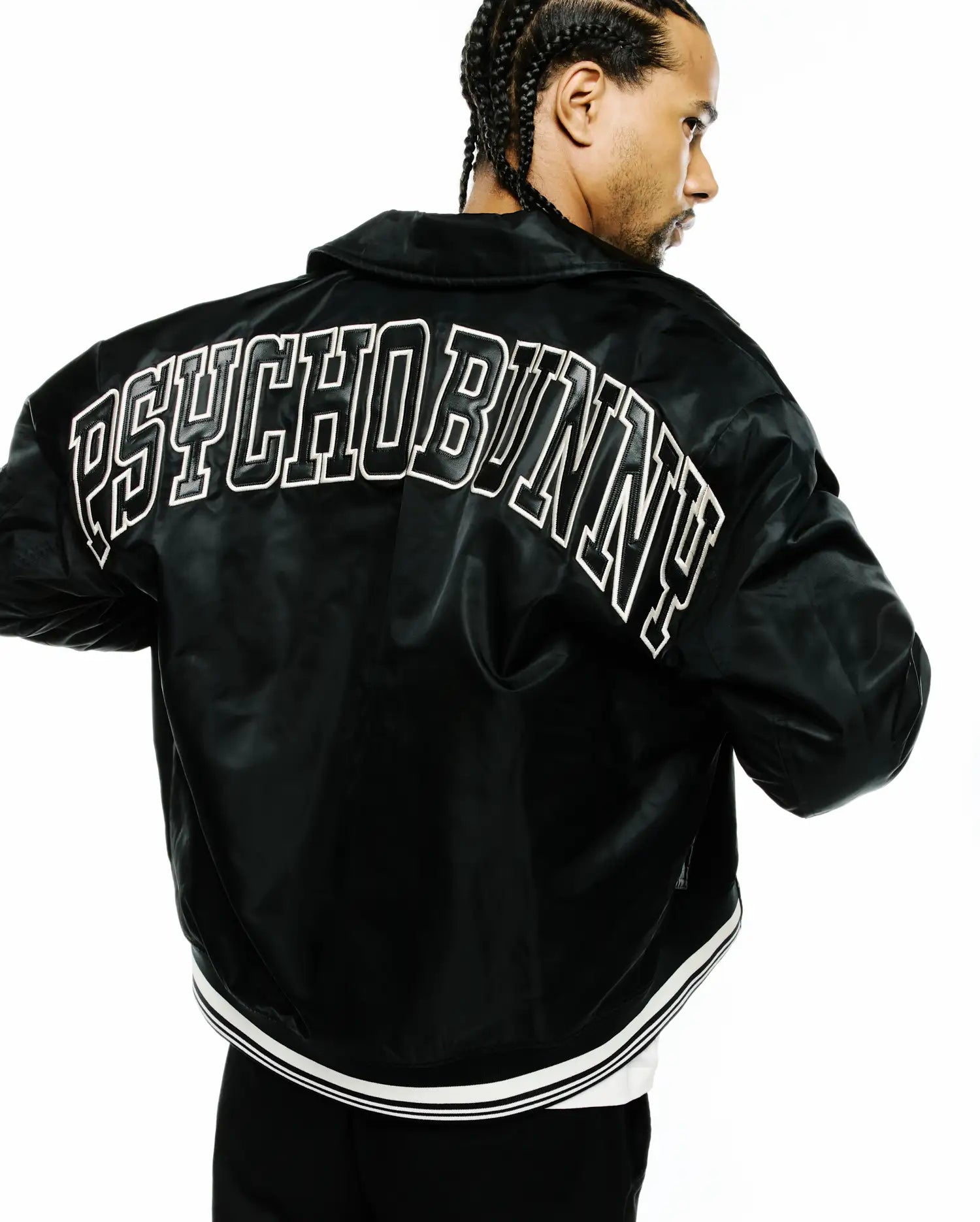 Men's Nathaniel Satin Coach Jacket in Black | Psycho Bunny