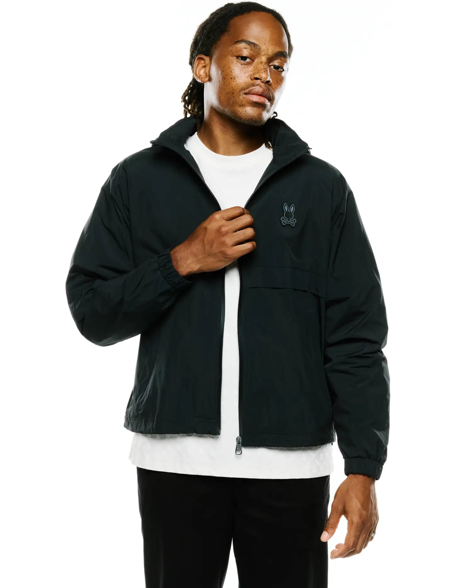 Men's Javier Nylon Windbreaker in Black | Psycho Bunny