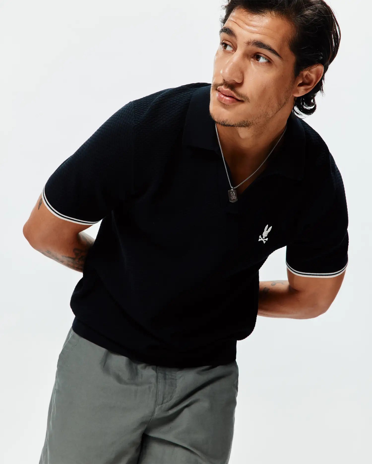 Men's Selby Knit Polo in Black | Psycho Bunny