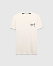 Mens Colin Back Graphic Tee, a cream classic-fit jersey t-shirt with a small black embroidered Psycho Bunny skull logo and script text on the left chest. (5)