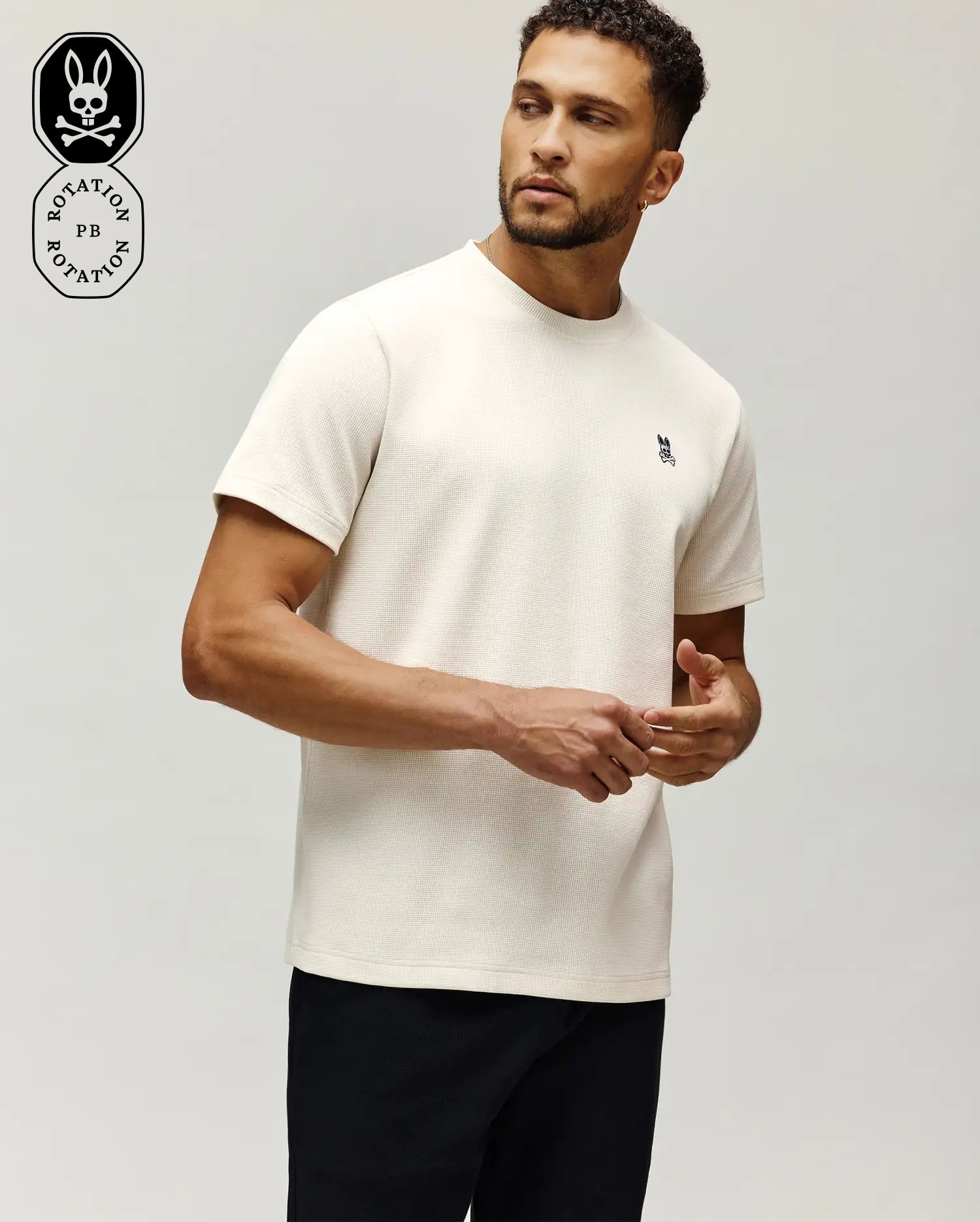 Men's Maxton Waffle Tee in Off-White | Psycho Bunny