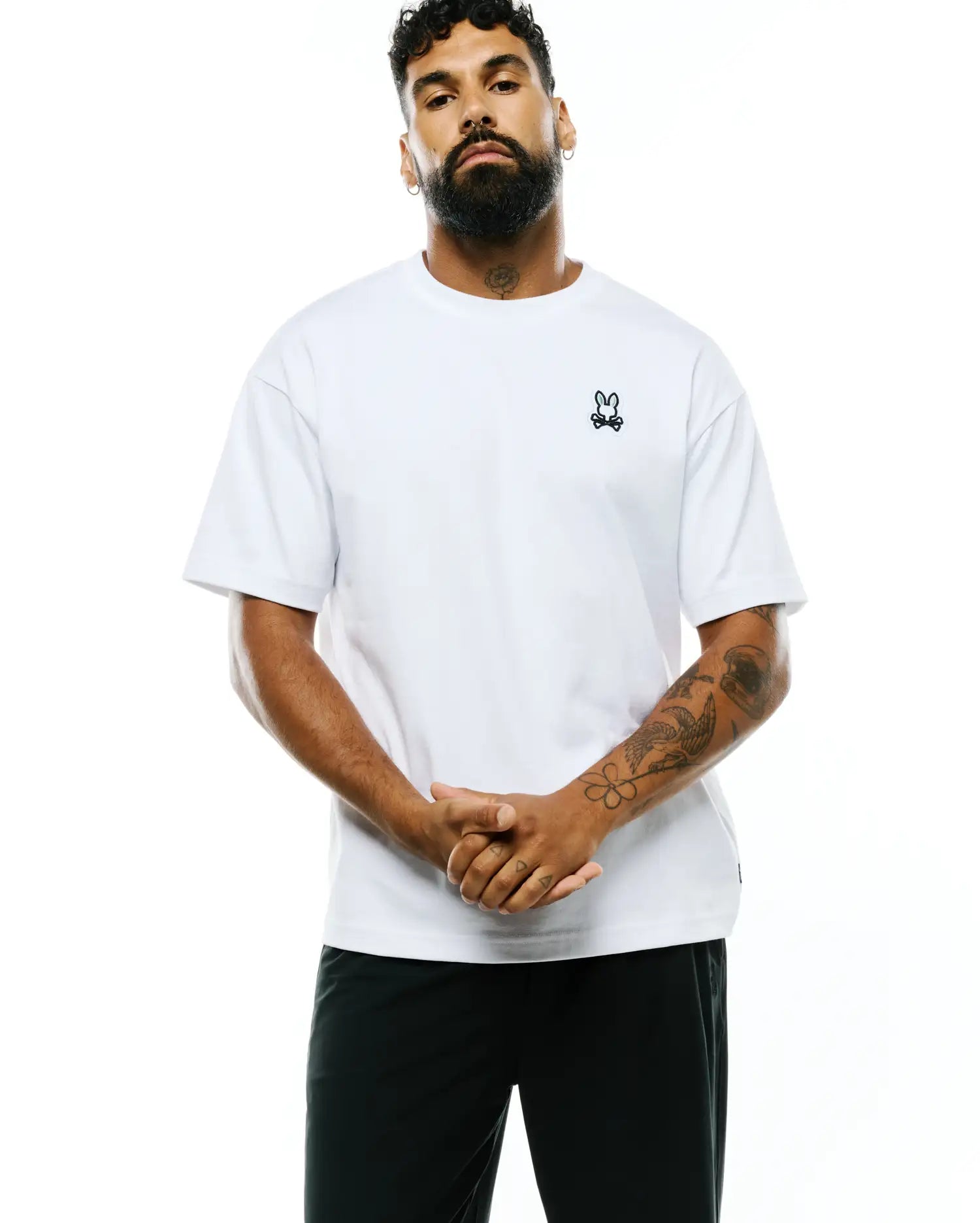 Men's Jaydon Pima Cotton Oversized Tee in White | Psycho Bunny