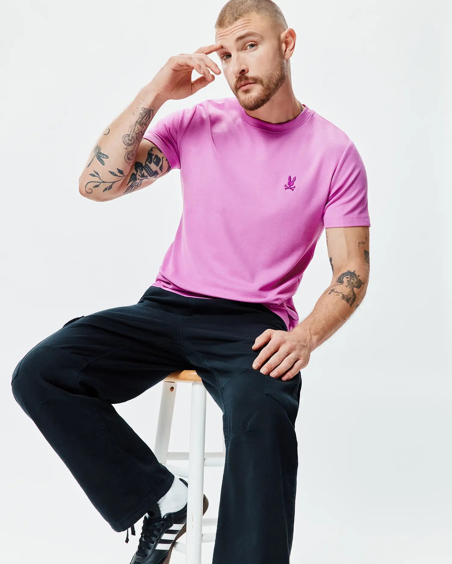 Men's Taylor Pique Tee in Pink | Psycho Bunny