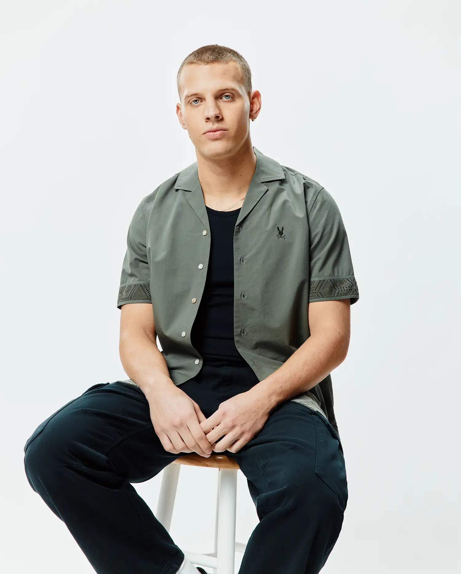 Men's Brennan Crochet Shirt in Basil | Psycho Bunny