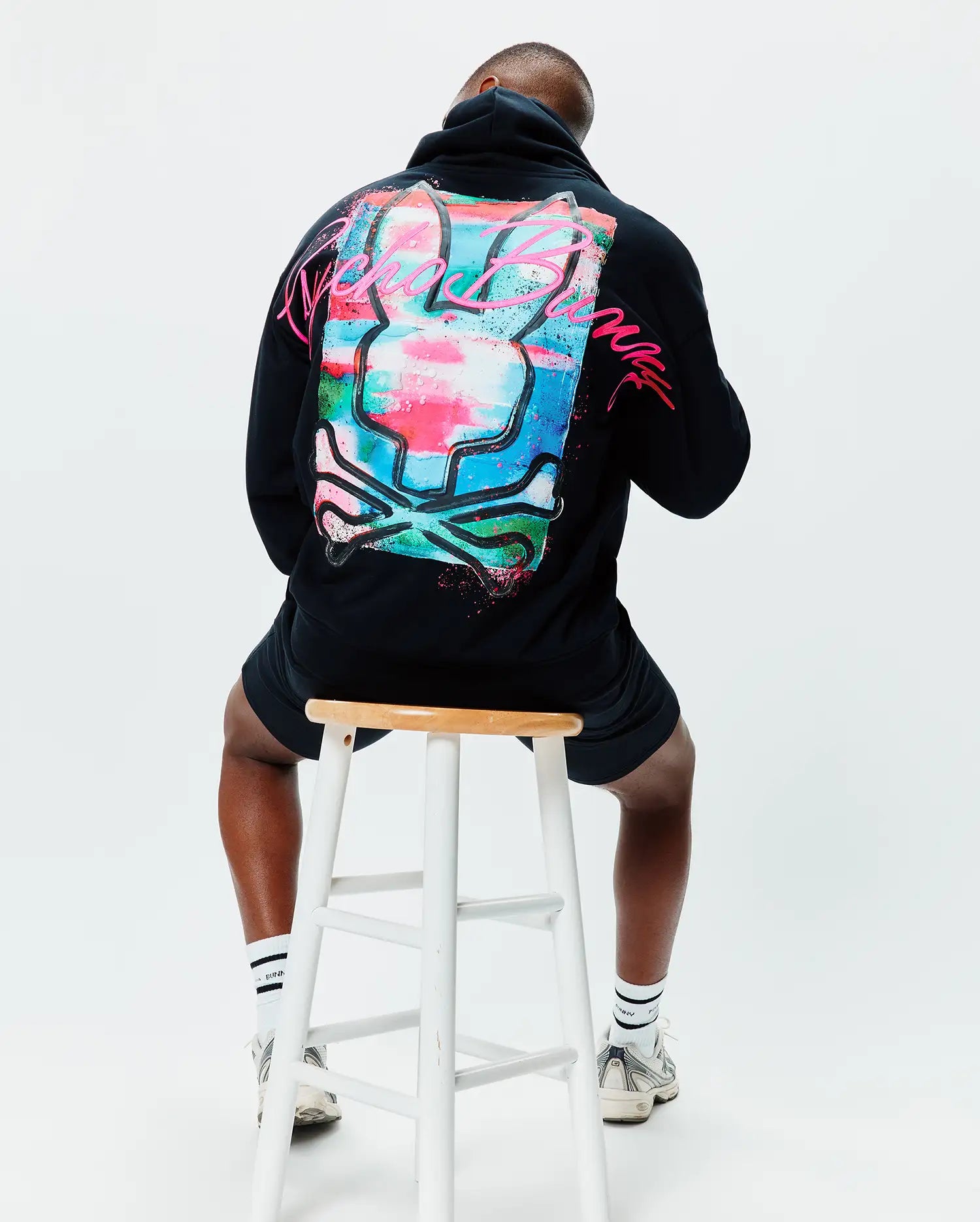 Men's Isaac Print Hoodie in Black | Psycho Bunny