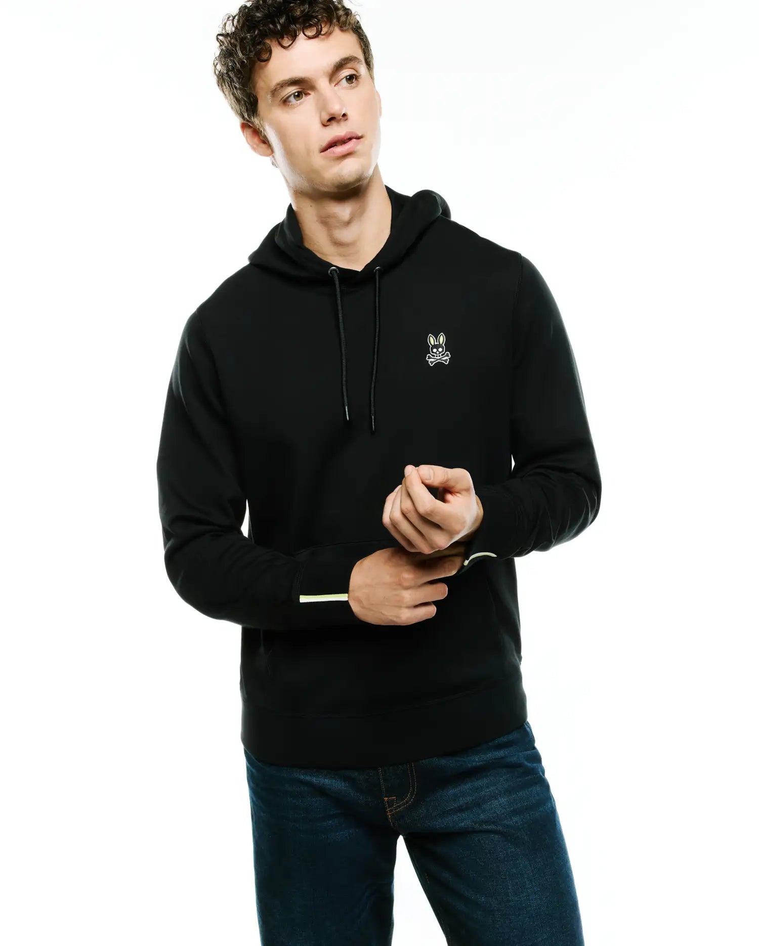 Men's Lex Fleece Hoodie in Black | Psycho Bunny