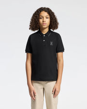 Kids | Kids' black New Castle Piqué Polo by Psycho Bunny, featuring an embroidered logo, and soft Pima cotton for a sleek, comfortable fit.