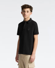 Teen | Kids' black New Castle Piqué Polo by Psycho Bunny, featuring an embroidered logo, and soft Pima cotton for a sleek, comfortable fit.