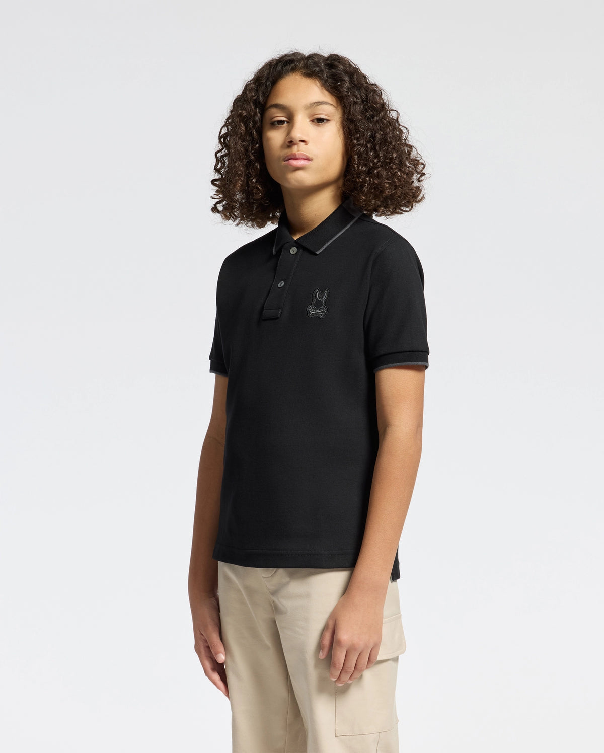Kids | Kids' black New Castle Piqué Polo by Psycho Bunny, featuring an embroidered logo, and soft Pima cotton for a sleek, comfortable fit.