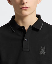Teen | Kids' black New Castle Piqué Polo by Psycho Bunny, featuring an embroidered logo, and soft Pima cotton for a sleek, comfortable fit.