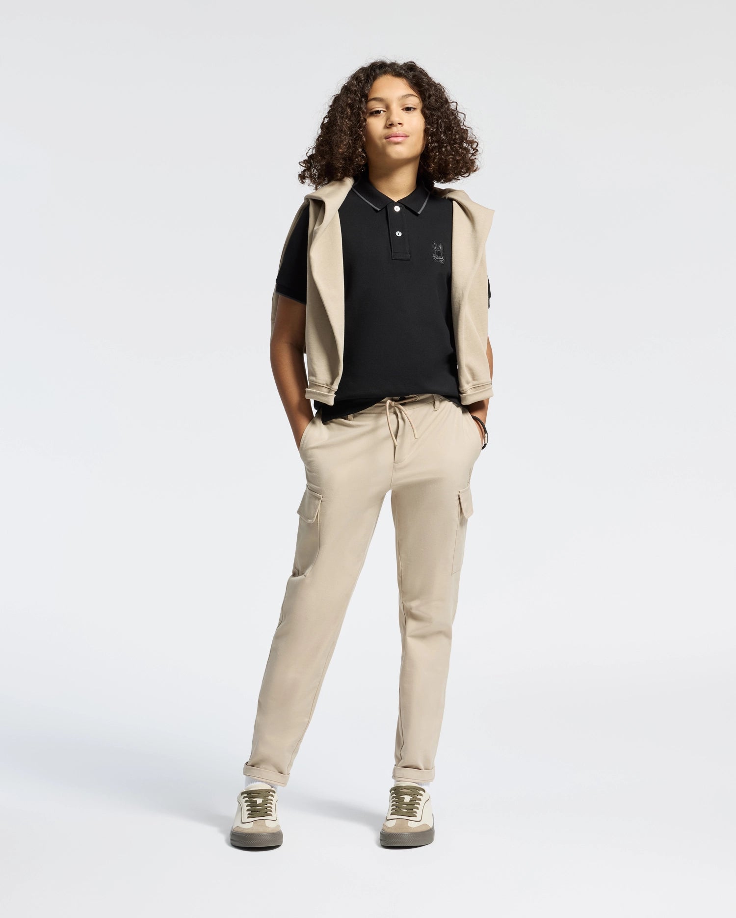 Kids | Kids' black New Castle Piqué Polo by Psycho Bunny, featuring an embroidered logo, and soft Pima cotton for a sleek, comfortable fit.