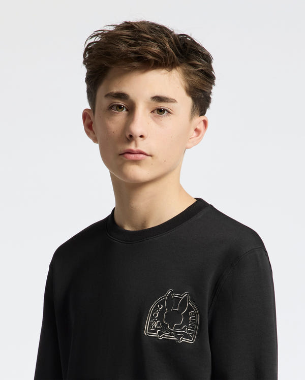 Teen | Kids' Melbourne Classic Crewneck Sweatshirt by Psycho Bunny, featuring an embroidered logo for a cozy, stylish look.