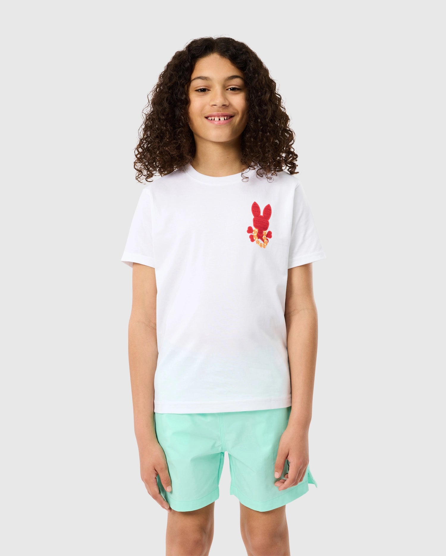 Kid model wearing kid's pima cotton hawaii city tee - white