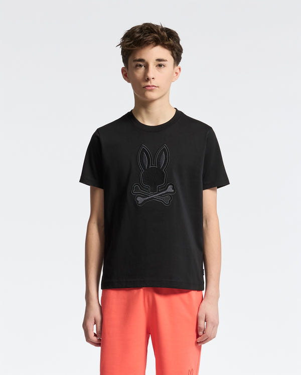 Teen | Kids' New Castle Embroidered Graphic Tee by Psycho Bunny, featuring a bold embroidered logo on soft cotton for a stylish and comfortable fit.