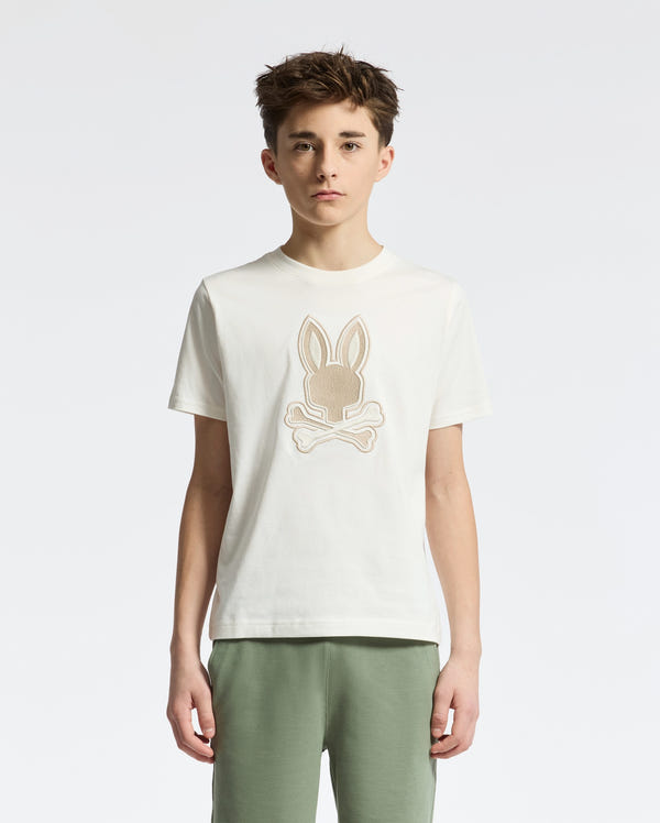 Teen | Kids' New Castle Embroidered Graphic Tee by Psycho Bunny, featuring a bold embroidered logo on soft cotton for a stylish and comfortable fit.