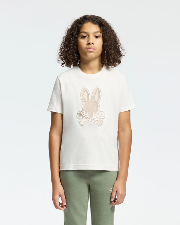 Kids | Kids' New Castle Embroidered Graphic Tee by Psycho Bunny, featuring a bold embroidered logo on soft cotton for a stylish and comfortable fit.