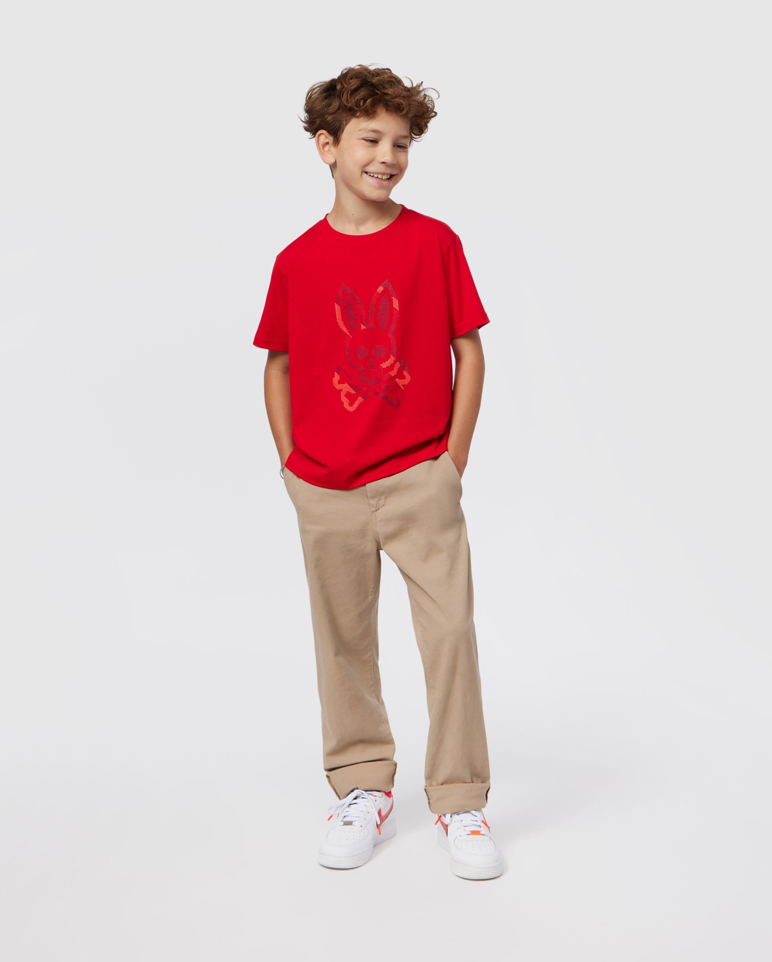 KIDS RED SACRAMENTO RUBBER EMBOSSED LONG SLEEVE TEE | PSYCHO BUNNY