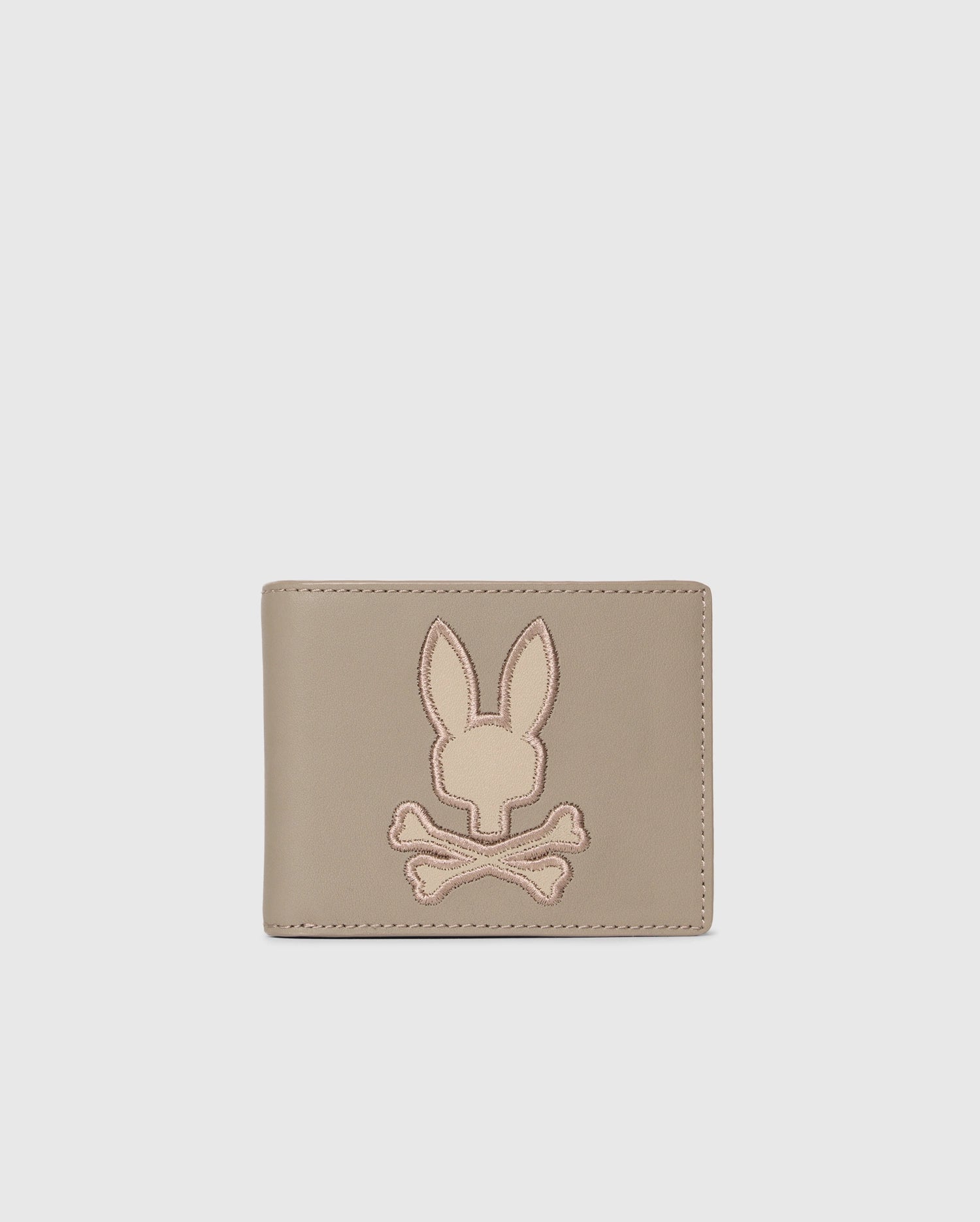 MENS BEIGE WORDMARK LEATHER WALLET | PSYCHO BUNNY