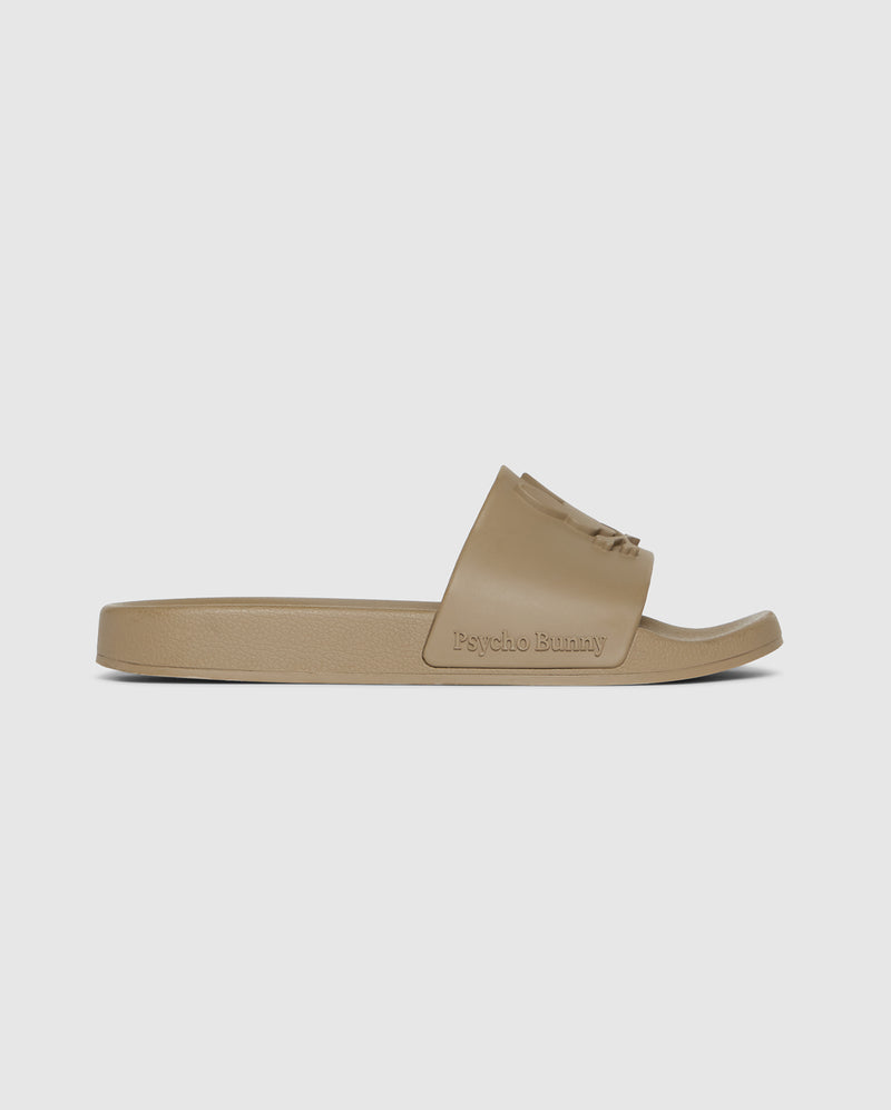 MENS BEIGE LOGO SLIDES PSYCHO BUNNY