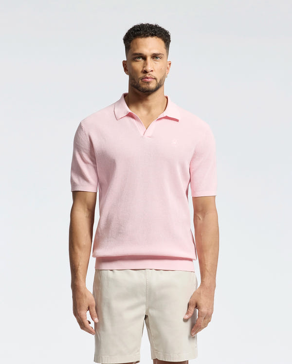 MENS LEETON JOHNNY COLLAR KNIT POLO - B6E562F200