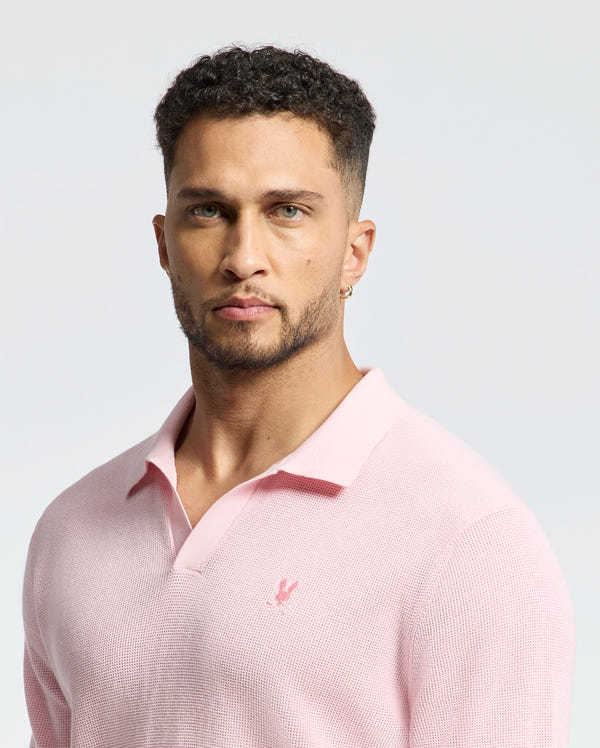 MENS LEETON JOHNNY COLLAR KNIT POLO - B6E562F200