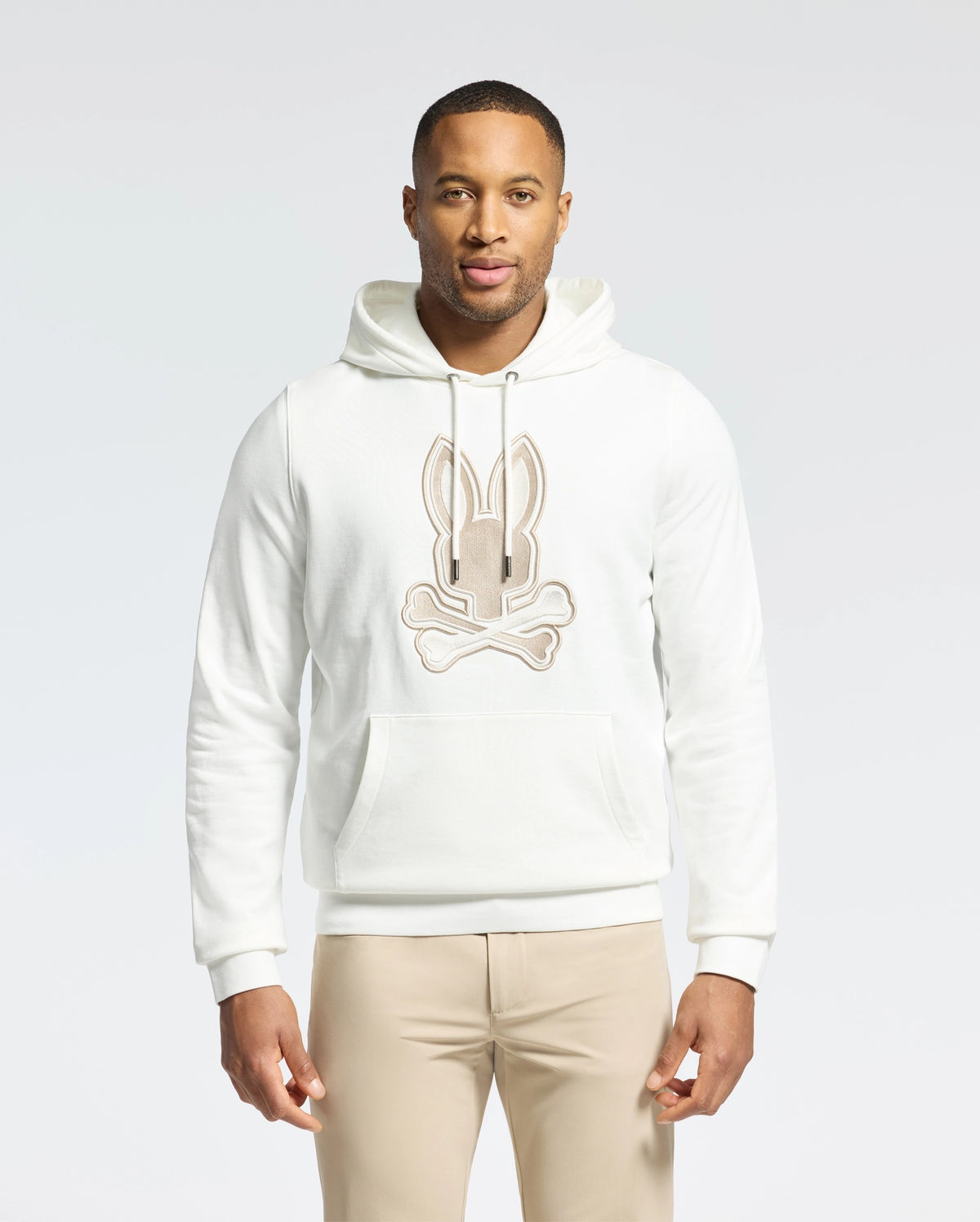 Mens White New Castle Embroidered French Terry Hoodie | Psycho Bunny