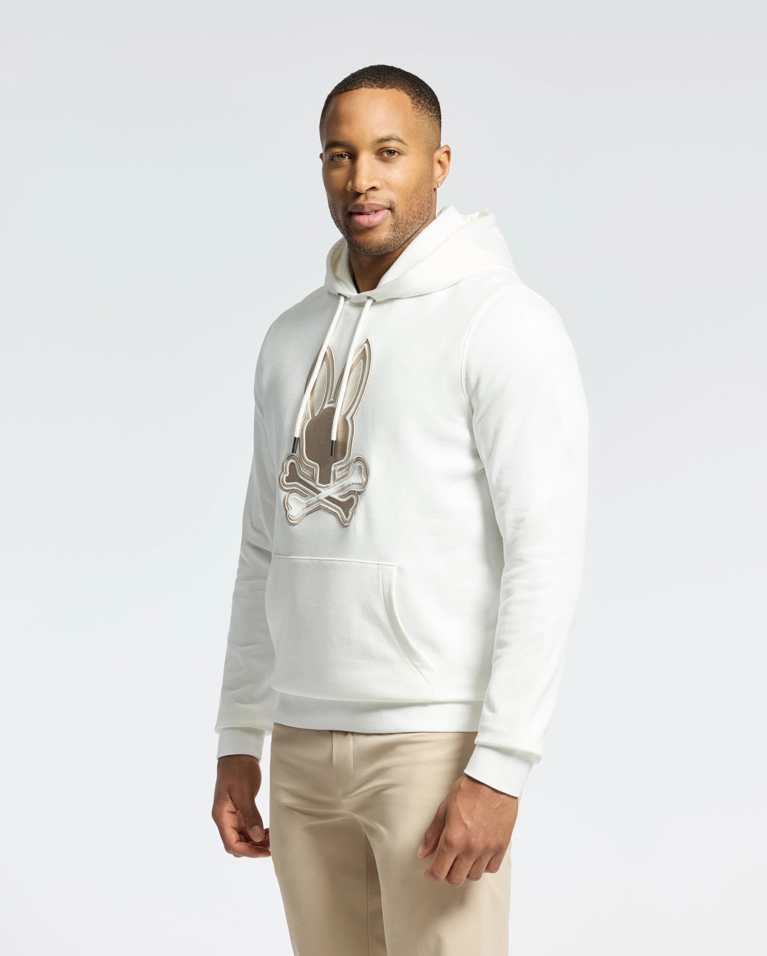 Mens White New Castle Embroidered French Terry Hoodie | Psycho Bunny