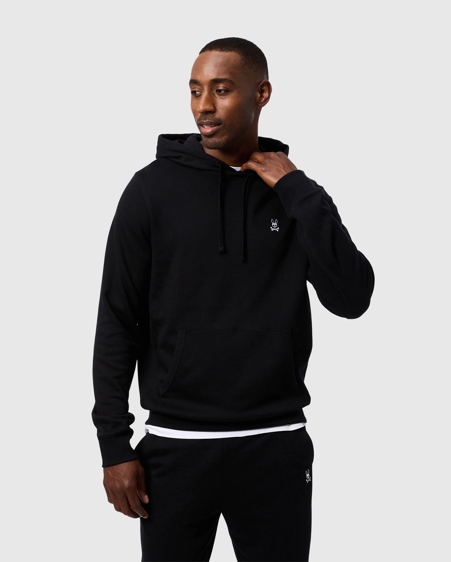 Mens Black Levy Essential Fleece Hoodie | Psycho Bunny