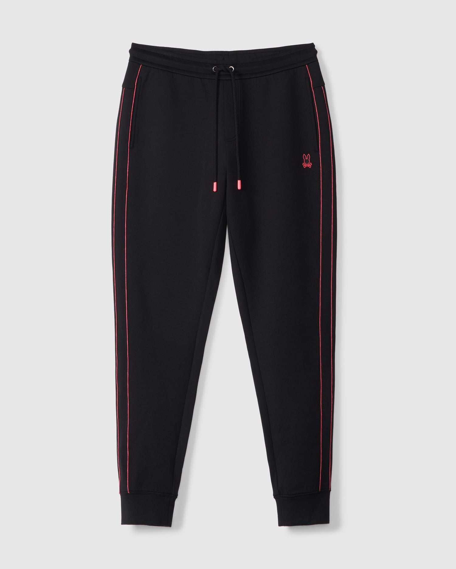 Black track pants with red and white stripe sales