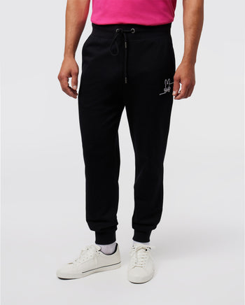 MENS BLACK CHESTER EMBROIDERED SWEATPANT