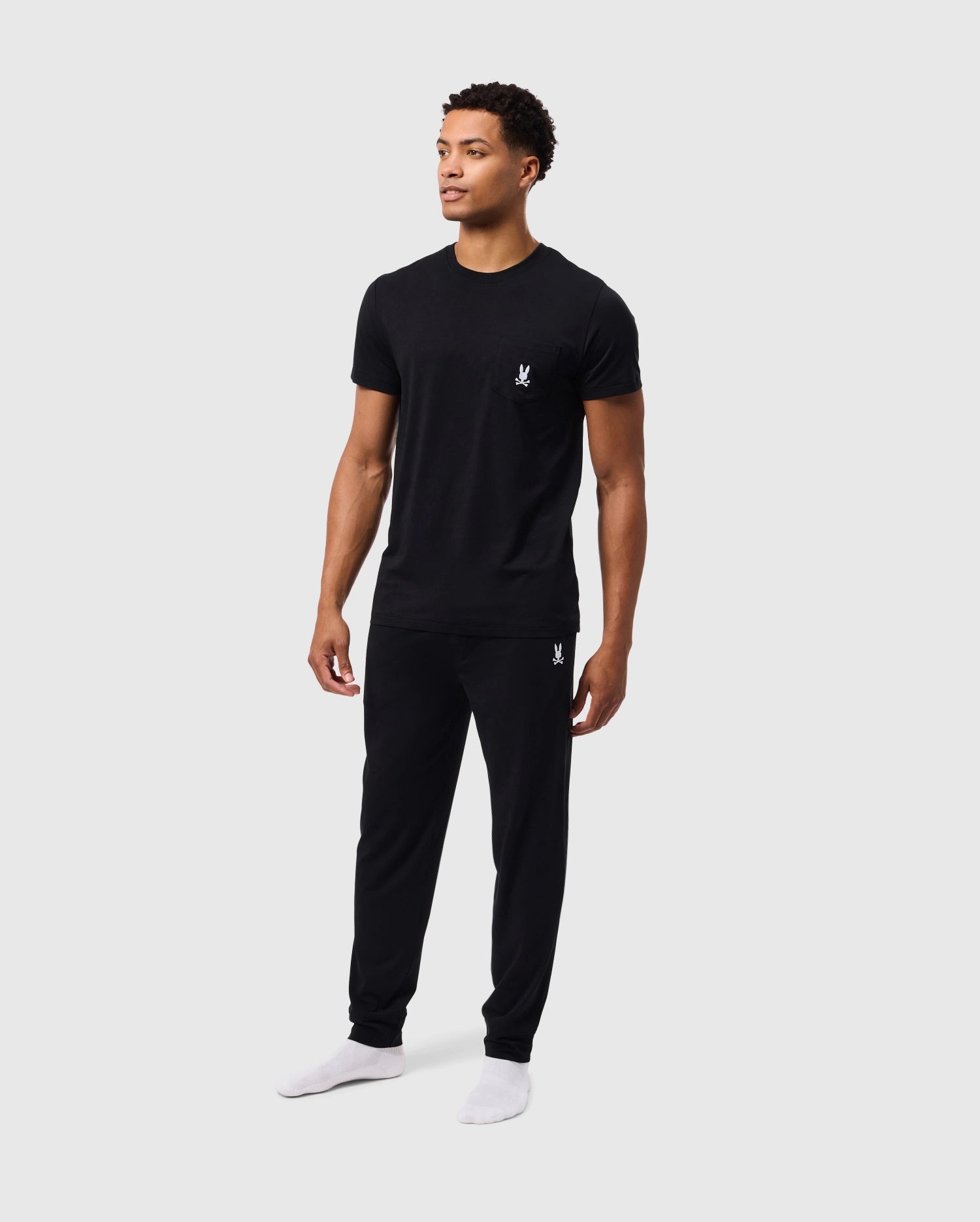 MENS BLACK LOUNGE EMBROIDERED BUNNY PANT PSYCHO BUNNY