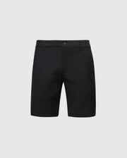The Men's Franklin Golf Short - B6R466F200 by Psycho Bunny is versatile black, knee-length attire featuring a button and zipper closure with belt loops. Ideal for casual outings or golf, it combines classic style with modern functionality, showcased on a plain light gray background.