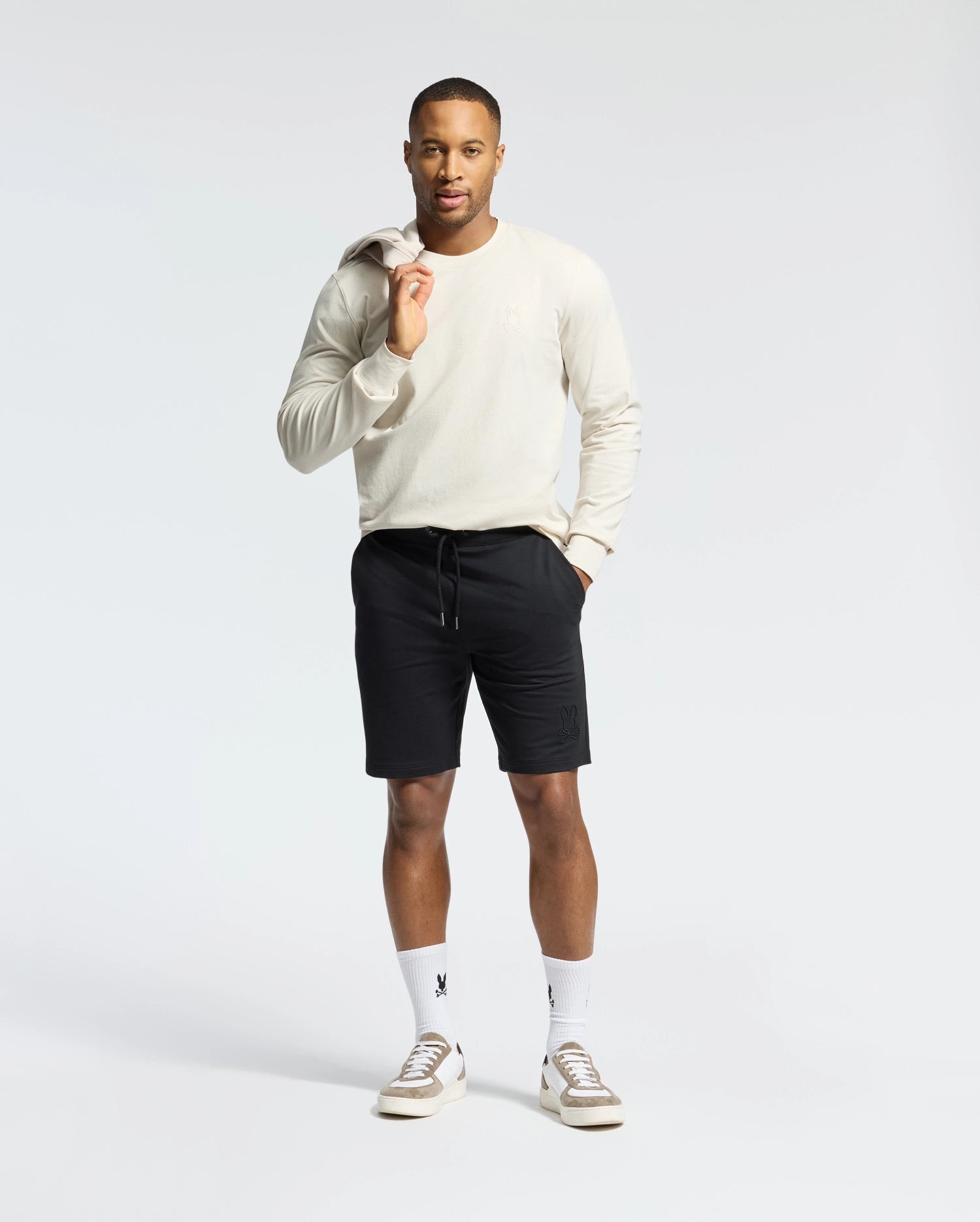 Men's Levanzo French Terry Sweatshort in Black | Psycho Bunny