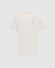 The Psycho Bunny Men's Classic Crew Neck Tee (B6U014B200) in light beige is a premium Pima cotton shirt with short sleeves and an embroidered bunny logo on the upper left chest. Set against a simple white background, it embodies timeless appeal.