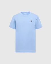 Psycho Bunny's vibrant light blue Men's Classic Crew Neck Tee (B6U014B200) features a small embroidered bunny silhouette on the left chest, crafted from soft Pima cotton against a plain background.