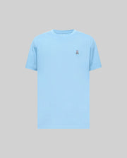 Mens Classic Crew Neck Tee in light blue, featuring a smooth jersey fabric and a classic fit, with a small embroidered Psycho Bunny skull logo on the left chest.