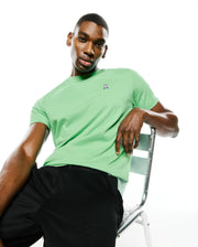 Men's Classic Pima Crew Neck Tee in a classic fit, featuring a smooth light green Pima cotton jersey fabric and a small embroidered Psycho Bunny skull logo on the left chest. (2)