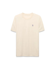 Mens Classic Crew Neck Tee in cream, featuring a classic fit and soft jersey fabric. Small embroidered purple and black Psycho Bunny skull logo on the left chest. (5)