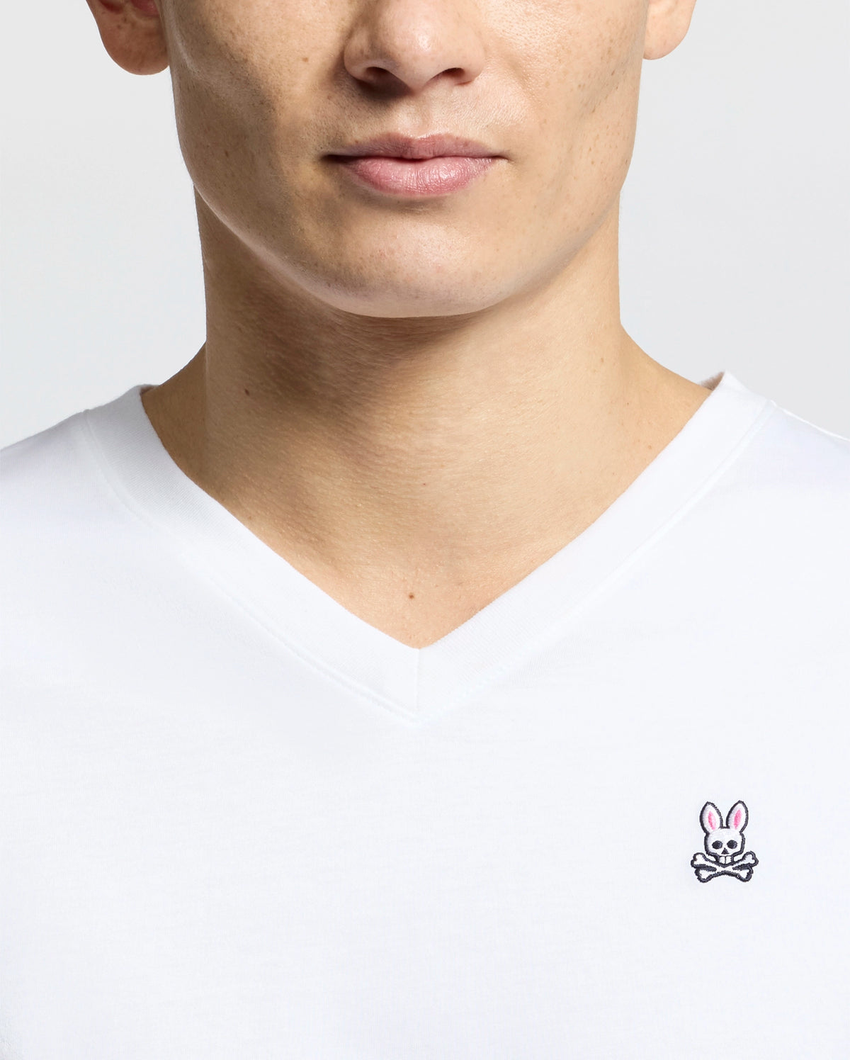 Shop the Men's Classic V-Neck Tee in White | Psychobunny
