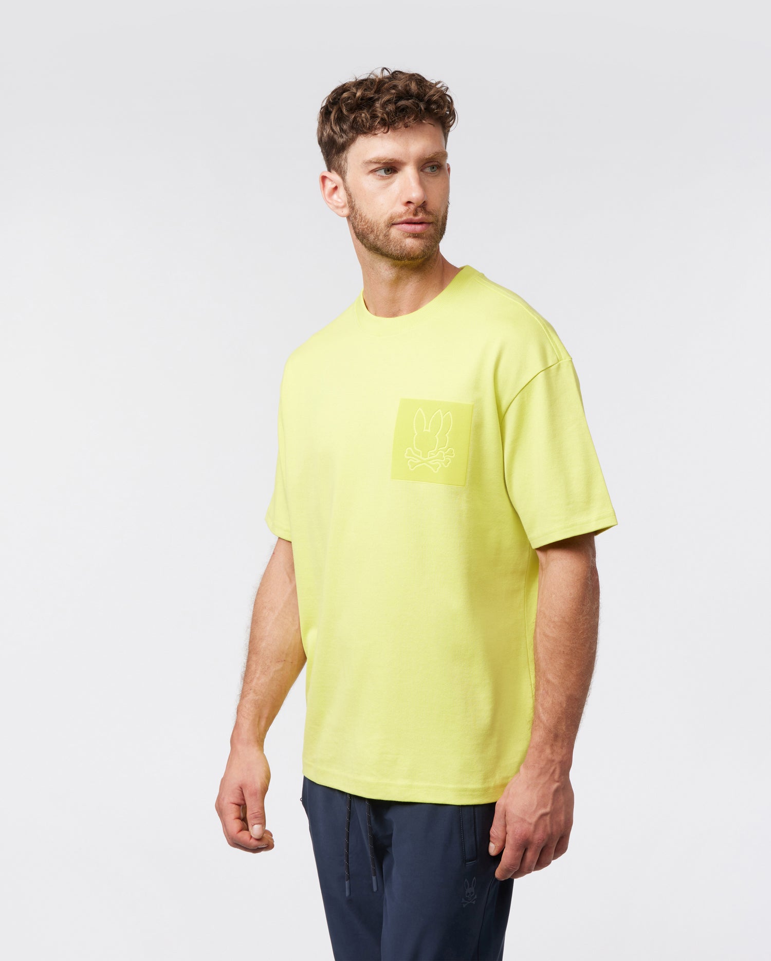 MENS LIME SACRAMENTO RUBBER EMBOSSED RELAXED FIT TEE | PSYCHO BUNNY ...