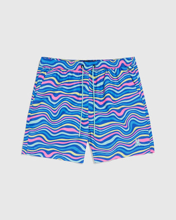 MENS BLUE CLARKSON LIGHTWEIGHT AOP SWIM TRUNK PSYCHO BUNNY