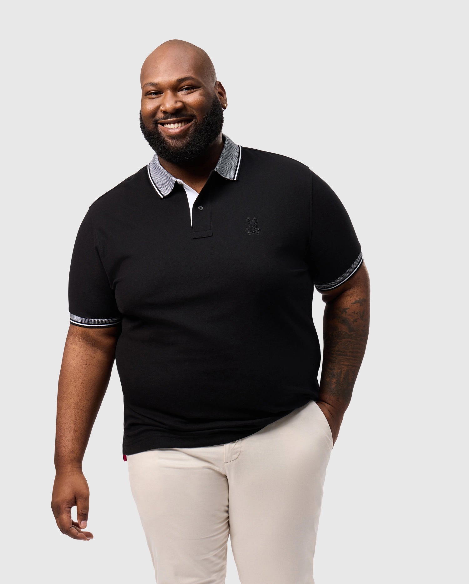 MENS BLACK BIG AND TALL MALTON PIQUE POLO PSYCHO BUNNY