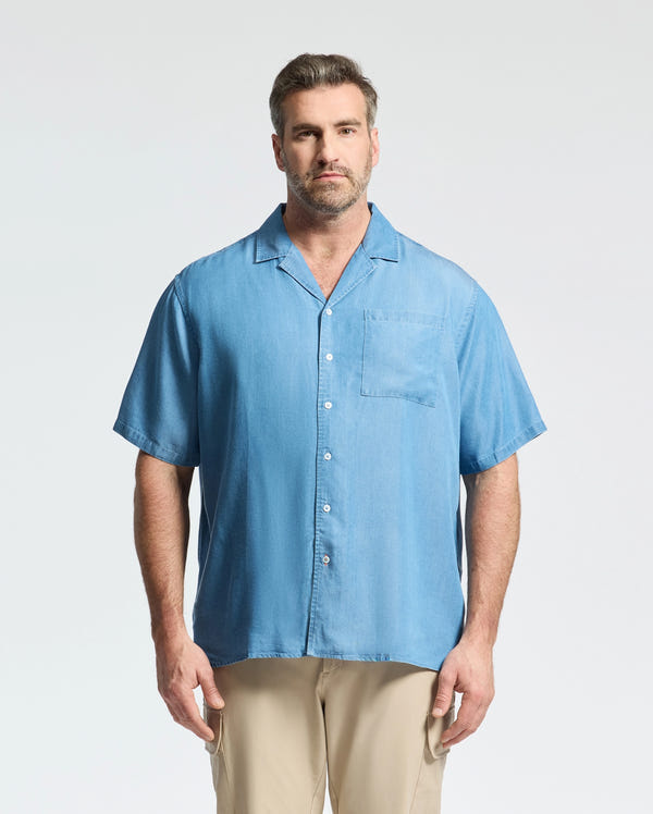 MENS BIG AND TALL KERVIN LIGHTWEIGHT DENIM WOVEN SHIRT - B9Q467F200