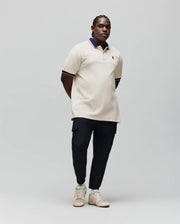 MENS BIG AND TALL INDIGO TEXTURED COLLAR PIQUE POLO - BT0100016