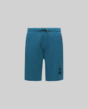 Kids Barry Modal Short, deep teal relaxed fit shorts in a soft modal blend, featuring a drawstring waist, side pockets, and a tonal embroidered Psycho Bunny skull logo on the right thigh.