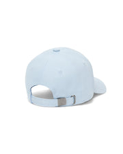 Kids Jaydon Baseball Cap in light blue cotton twill, featuring an adjustable strap and a silver-tone metal buckle engraved with the iconic Psycho Bunny skull logo at the back. (4)