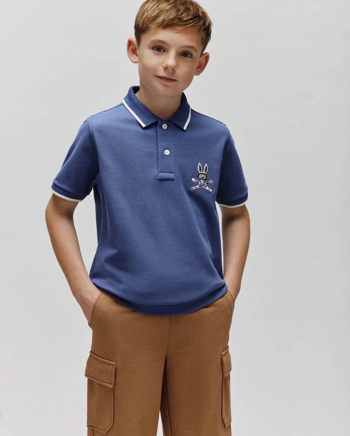 KIDS INDIGO BUNNY PIQUE POLO - KT0100057